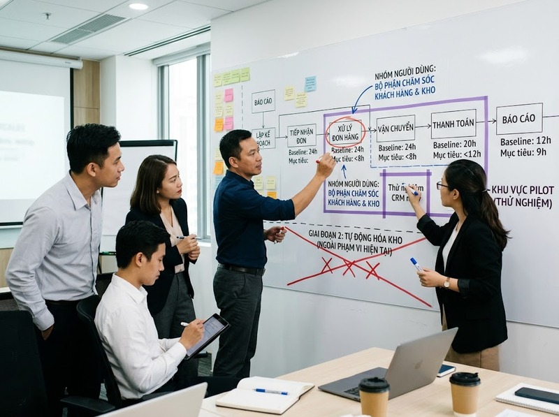 Chuẩn bị triển khai công nghệ về phạm vi, dữ liệu, nguồn lực, hạ tầng và người dùng